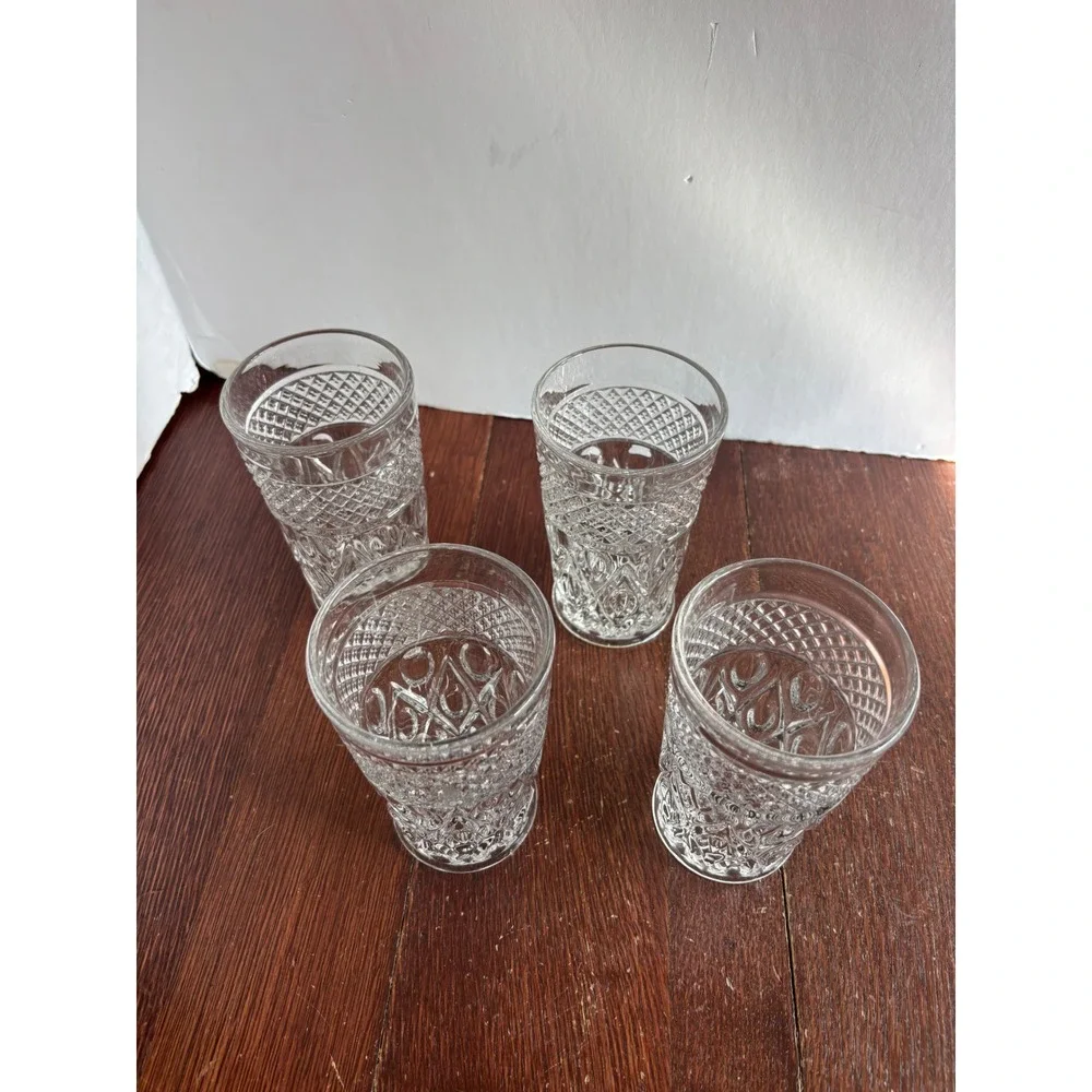 Imperial Glass Cape Cod Clear Flat Tumblers Set of 4 Vintage Juice Water Glasses